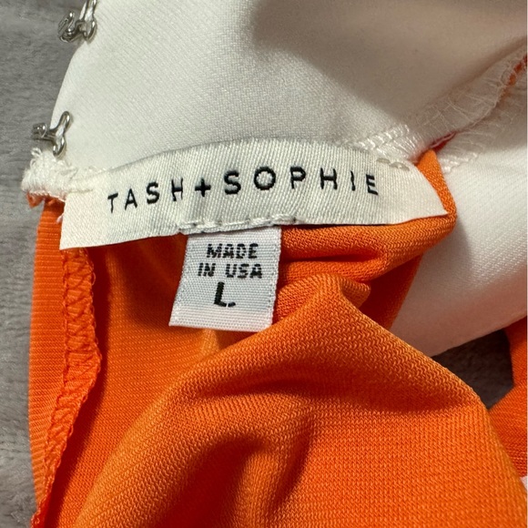 Tash & Sophie Contrast Trim Jersey Dress Orange White - Picture 6 of 8